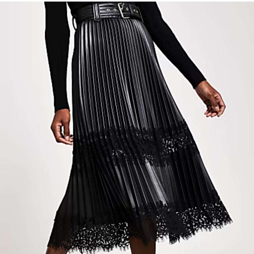 Riverisland Pleated Lace Insert Skirt